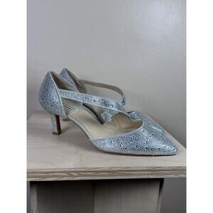 Alex Marie Womens Slingback Kitten Heels Rhinestones Pointed Toe Wedding 6.5